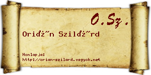 Orián Szilárd névjegykártya